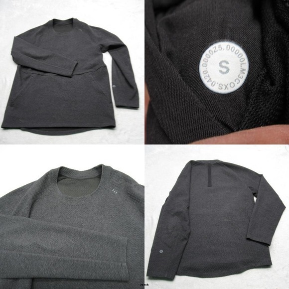 Lululemon At Ease Sweatshirt Mens Large Gray Textured Fleece Pullover Tagged‎ S - Picture 1 of 14